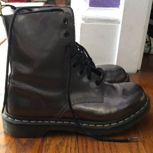 metallic gray Doc Martens